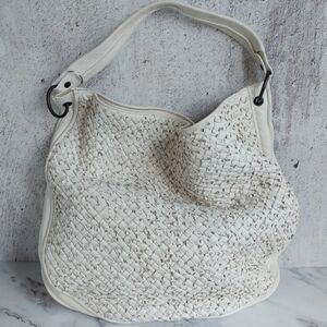 Bottega Veneta Cream Woven Hobo Bag